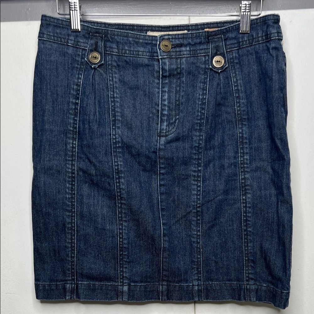 pilcro and the letterpress women dark denim pleated midi skirt 29